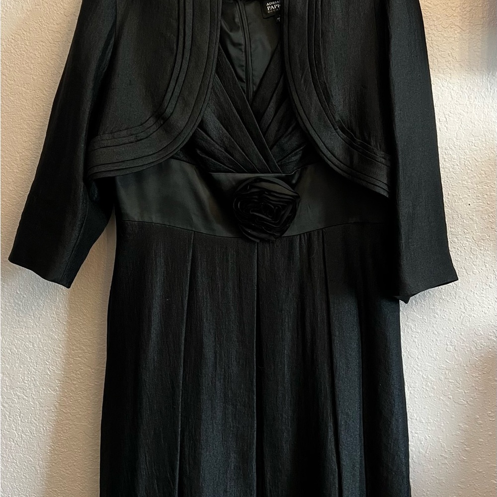 Adrianna Papell Black Dress with pockets and 3/4 Bolero Jacket